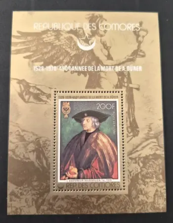 Comores 1978 Mi. Bl. 137 Dürer Empereur Maximilien Ier peinture