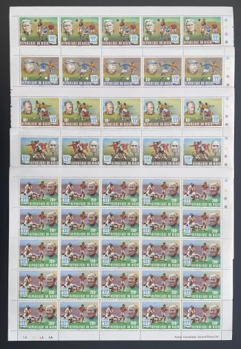 Niger 1977 YT 417-421 sheet football World Cup Argentina 78 coaches