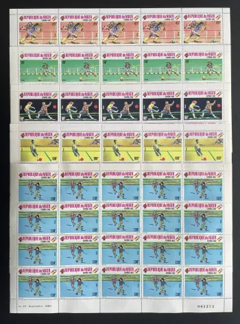 Niger 1980 YT 520-524 sheet football España 1982 World Cup sport