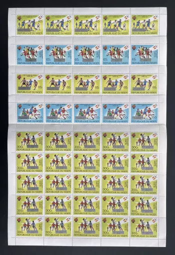 Niger 1982 YT 591-595 sheet surcharged World Cup Football Spain Winners