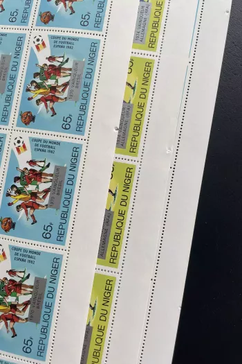 Niger 1982 YT 591-595 sheet surcharged World Cup Football Spain Winners