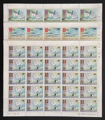 Upper Volta 1974 YT PA 174-176 sheet UPU dove plane antenna