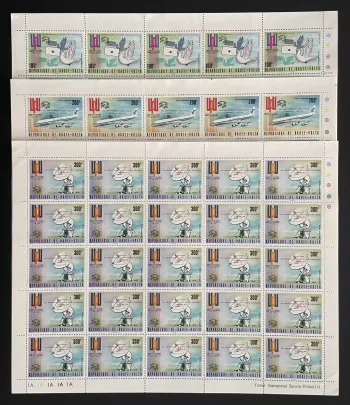 Upper Volta 1974 YT PA 177-179 sheet surcharged UPU dove plane satellite