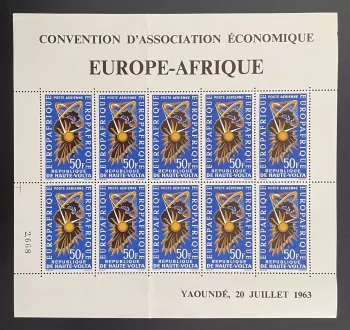 Haute-Volta 1963 YT PA 11 planche Europafrique poste aérienne soleil