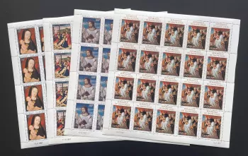 Haute-Volta 1967 YT PA 42-45 planche peinture religieuse Vierge Christ tableaux