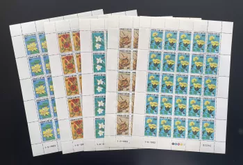 Haute-Volta 1982 YT 582-586 planche fleurs tropicales nénuphar