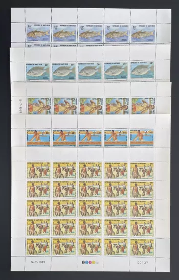 Haute-Volta 1983 YT 601-605 planche poissons pêche ressources halieutiques