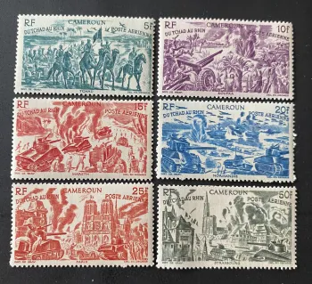 Cameroun 1946 Mi. 290-295 PA Du Tchad au Rhin guerre Normandie Paris