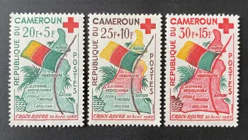 Cameroun 1960 Mi. 326-328 Croix-Rouge carte drapeau national