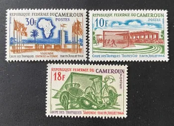 Cameroon 1964 Mi. 405-407 Tropical Cup Yaoundé Football Stadium