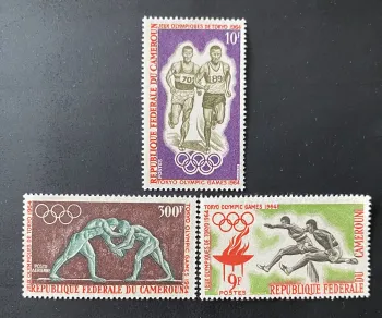 Cameroun 1964 Mi. 410-12 Jeux Olympiques Tokyo course lutte haies