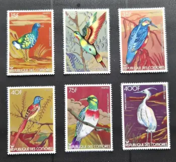 Comores 1978 Mi. 377-382 oiseaux martin-pêcheur aigrette souimanga