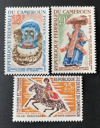 Cameroun 1965 Mi. 417-419 Folklore tourisme masque danse cavalier Foulbé