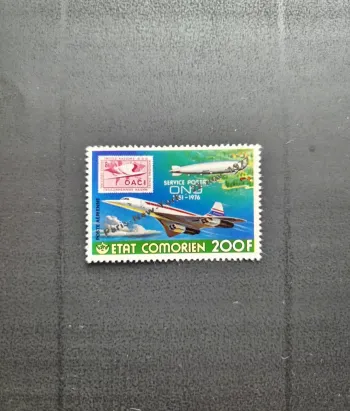 Comores 1977 Mi. 376 surchargé Paris-New York Concorde Zeppelin OACI