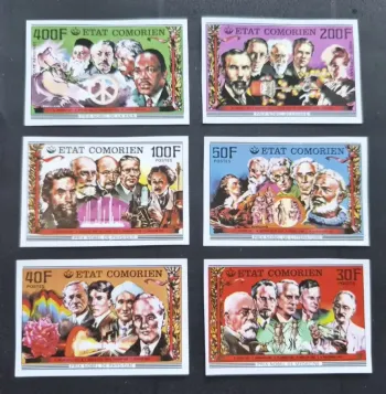 Comores 1977 Mi. 346-351 ND Prix Nobel Paix Chimie Physique Médecine