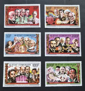 Comores 1977 Mi. 346-351 Prix Nobel médecine physique chimie paix