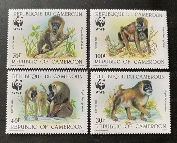Cameroun 1988 Mi. 1155-58 WWF Papio leucophaeus drill singe faune