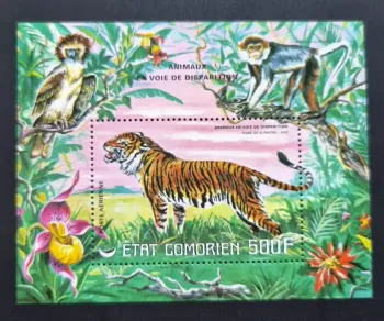 Comores 1978 Mi. Bl. 76 Tigre de Sumatra singe aigle faune menacée