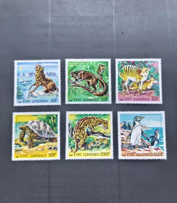Comores 1977 Mi. 332-337 animaux menacés tortue lémurien pingouin