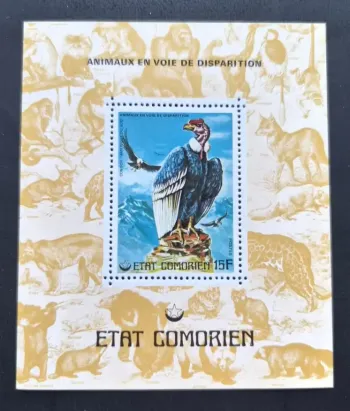 Comoros 1977 Mi. Bl. 70 Endangered Animals Condor Bird of Prey
