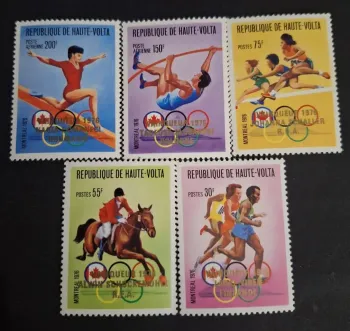 Haute-Volta 1976 Mi. 653-657 surchargé JO Montréal vainqueurs