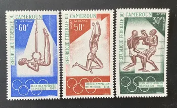 Cameroun 1968 Mi. 552-554 Jeux Olympiques Mexico boxe gymnastique