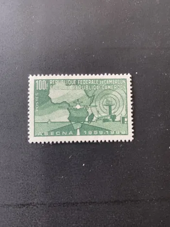 Cameroun 1969 Mi. 602 ASECNA aviation avion carte Afrique aéroport radar