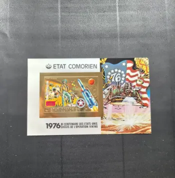 Comores 1976 Mi. Bl. 58 ND Bicentenaire USA Viking espace or gold