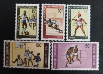 Centrafrique 1969 Mi. 188-192 football lutte javelot basketball boxe