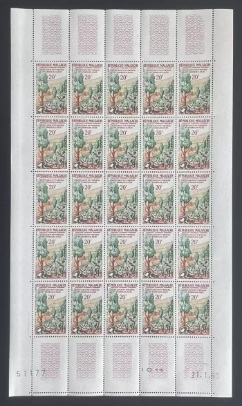 Madagascar 1960 YT 351 sheet reforestation trees landscape dated corner