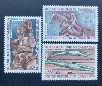 Cameroun 1972 Mi. 700-702 Jeux Olympiques Munich natation équitation