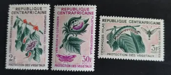 Centrafrique 1963 Mi. 88-90 protection végétaux chenilles papillons