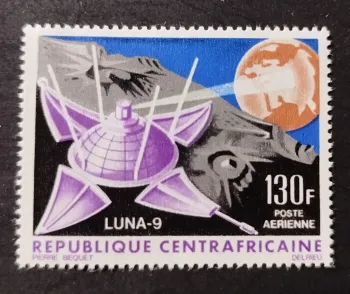 Centrafrique 1966 Mi. 116-18 poste aérienne Luna-9 espace sonde Lune
