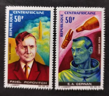 Centrafrique 1966 Mi. 120-121 poste aérienne espace Popovitch Cernan