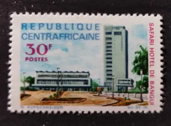 Central Africa 1967 Mi. 131 Safari Hotel Bangui architecture tourism