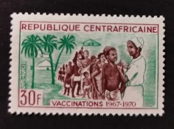 Centrafrique 1967 Mi. 143 vaccination médecine enfants infirmière