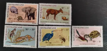 Centrafrique 1971 Mi. 225-229 faune tortue éléphant panthère pintade
