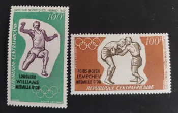 Centrafrique 1972 Mi. 289-290 Jeux Olympiques Munich médaille or