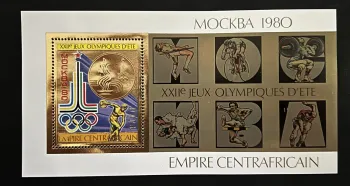 Central Africa 1978 Mi. Bl. 65 IMPERF Moscow 1980 Olympic Games gold