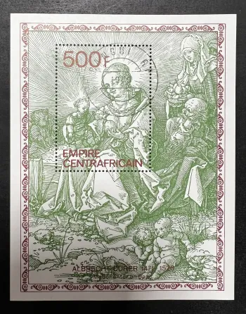 Centrafrique 1978 Mi. Bl. 67 obl. Albrecht Dürer Madone peinture