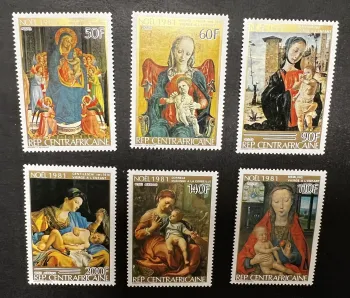 Centrafrique 1981 Mi. 798-803 Noël Vierge Enfant peinture Madonna