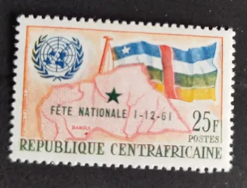 Centrafrique 1961 Mi. 21 Fête nationale drapeau carte ONU Bangui