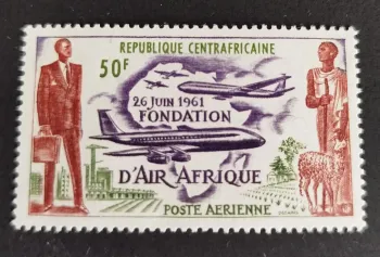 Centrafrique 1961 Mi. 22 Fondation Air Afrique poste aérienne avion