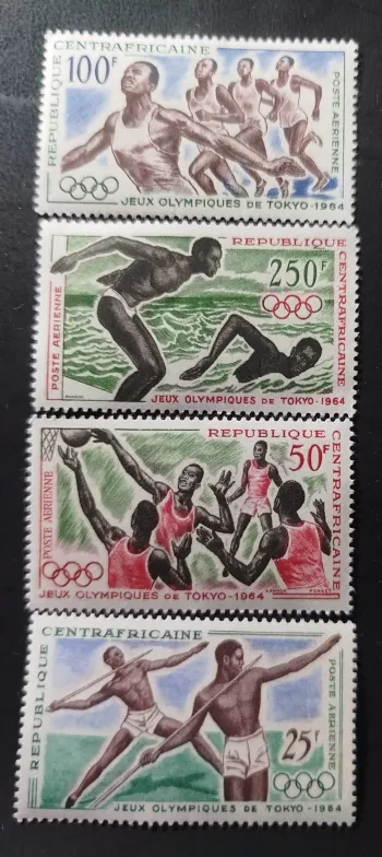 Centrafrique 1964 Mi. 59-62 Jeux Olympiques Tokyo poste aérienne sport