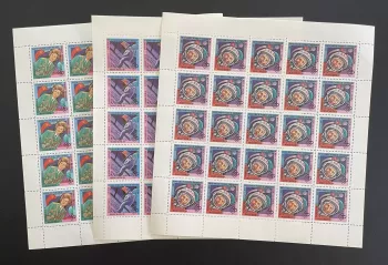 Madagascar 1981 YT 652-654 planche espace Terechkova Aldrin Gagarine