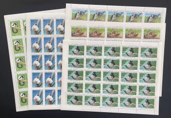 Madagascar 1983 YT 693-697 planche lémuriens indri aye-aye faune primates