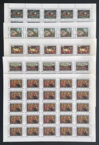 Madagascar 1987 YT 832-836 planche peintures Boucher Courbet Pouchkine Moscou