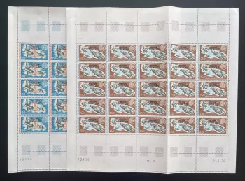 Madagascar 1975 YT PA 153-154 planche surchargé coop Apollo Soyouz Jonction