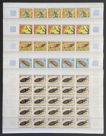 Mali 1977 YT 282-286 planche insectes libellule coléoptère lucane