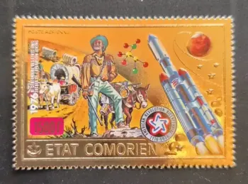 Comoros 1976 Mi. 312 USA Bicentennial Space Rocket Gold